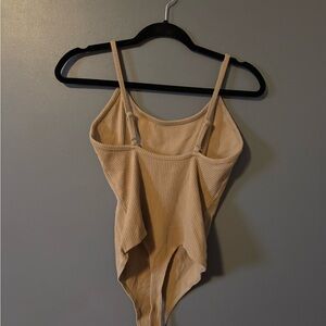 American Eagle Outfitters Ribbed Beige Bodysuit